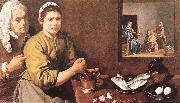 VELAZQUEZ, Diego Rodriguez de Silva y Christ in the House of Mary and Marthe r oil painting on canvas